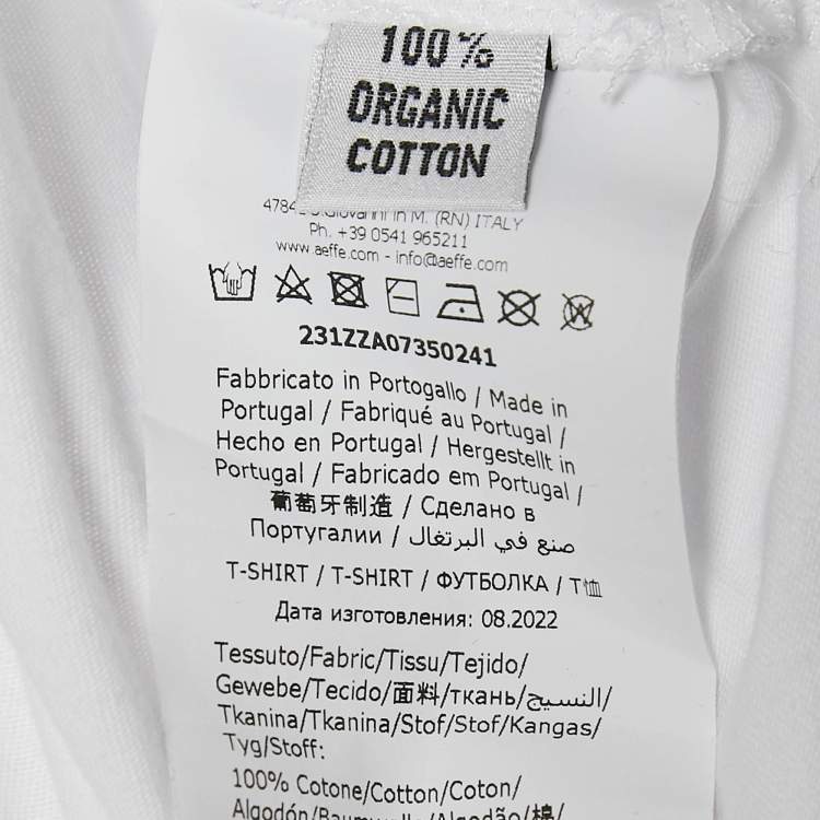 Pre Owned Moschino Couture White Logo Embroidered Cotton Crew Neck T-Shirt L
