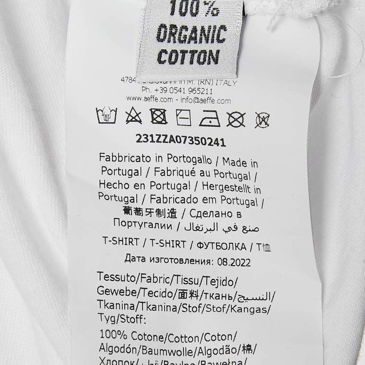 Pre Owned Moschino Couture White Logo Embroidered Cotton Crew Neck T-Shirt L