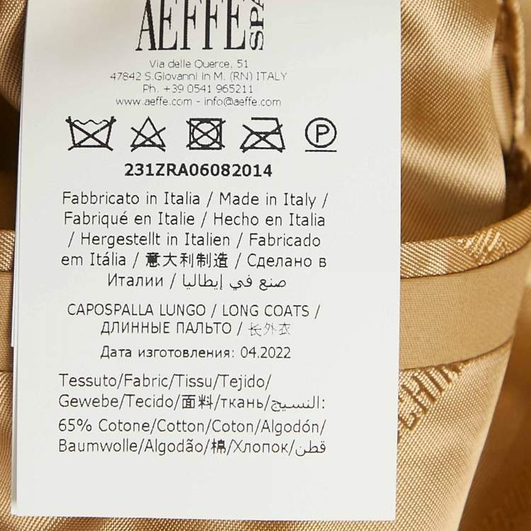 Pre Owned Moschino Couture Dark Beige Mirror Work Embroidery Cotton Blend Trench Coat XL