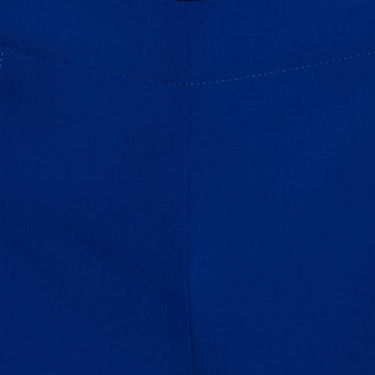 Pre Owned Moschino Couture Blue Crepe Heart Brooch Detail Wide Leg Trousers M