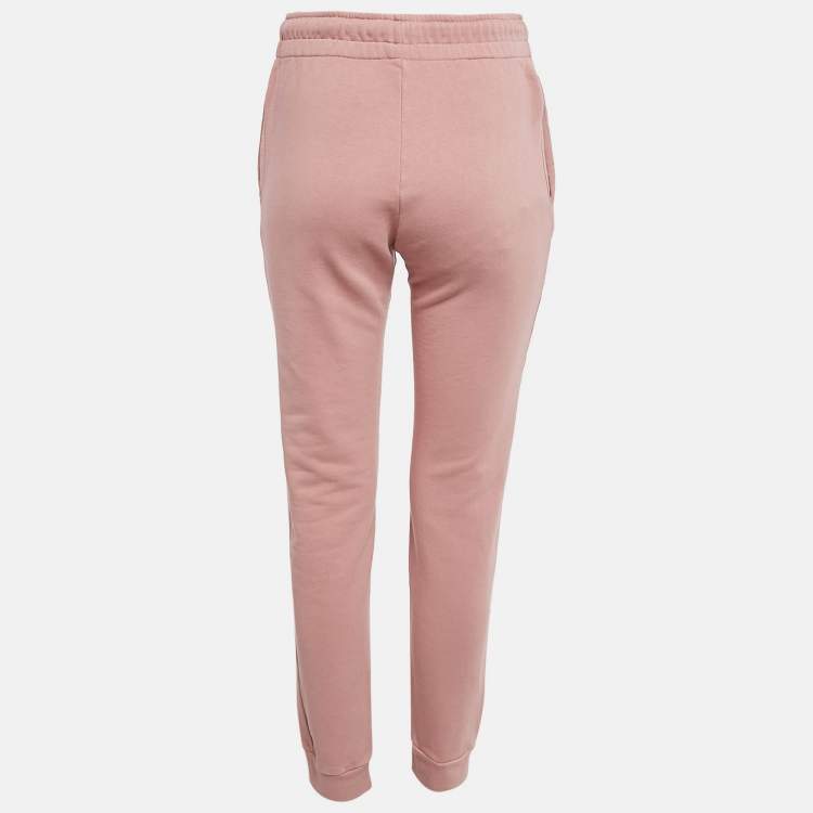 Pre Owned Moschino Pink Logo Print Cotton Sweatpants S