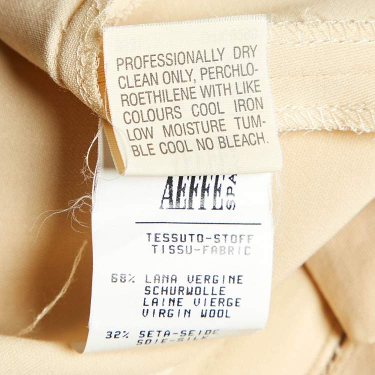 Pre Owned Moschino Couture Light Beige Wool & Silk Tapered Trousers M