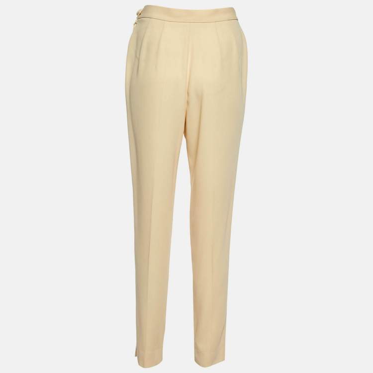 Pre Owned Moschino Couture Light Beige Wool & Silk Tapered Trousers M