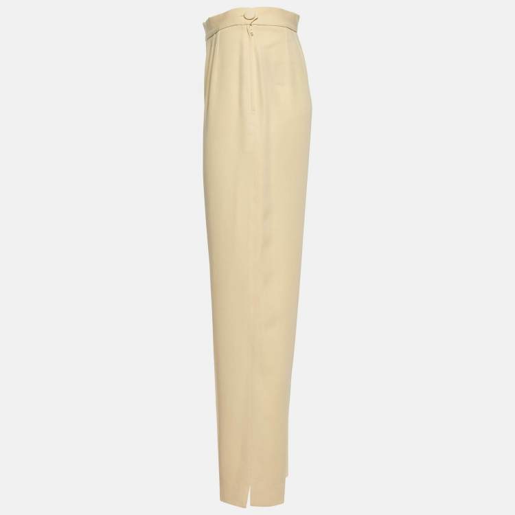 Pre Owned Moschino Couture Light Beige Wool & Silk Tapered Trousers M