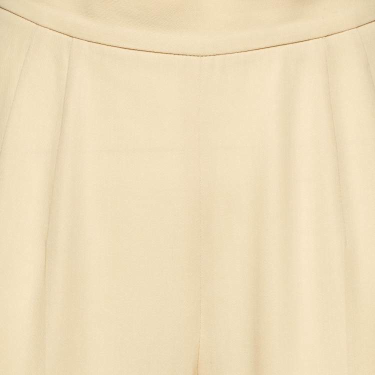 Pre Owned Moschino Couture Light Beige Wool & Silk Tapered Trousers M