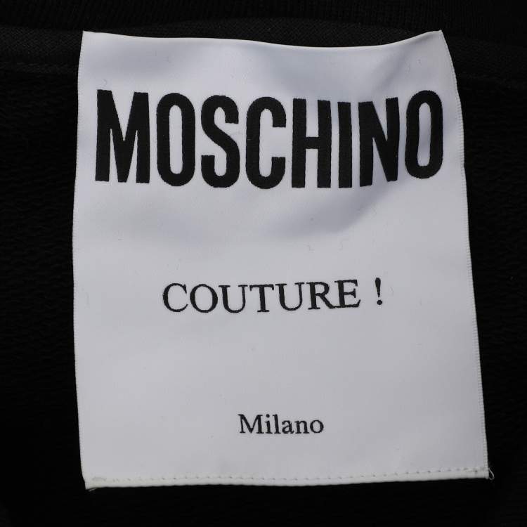 Pre Owned Moschino Couture Black Cotton Logo Printed Sweatshirt S
