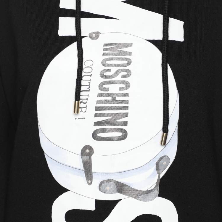 Pre Owned Moschino Couture Black Cotton Logo Printed Sweatshirt S