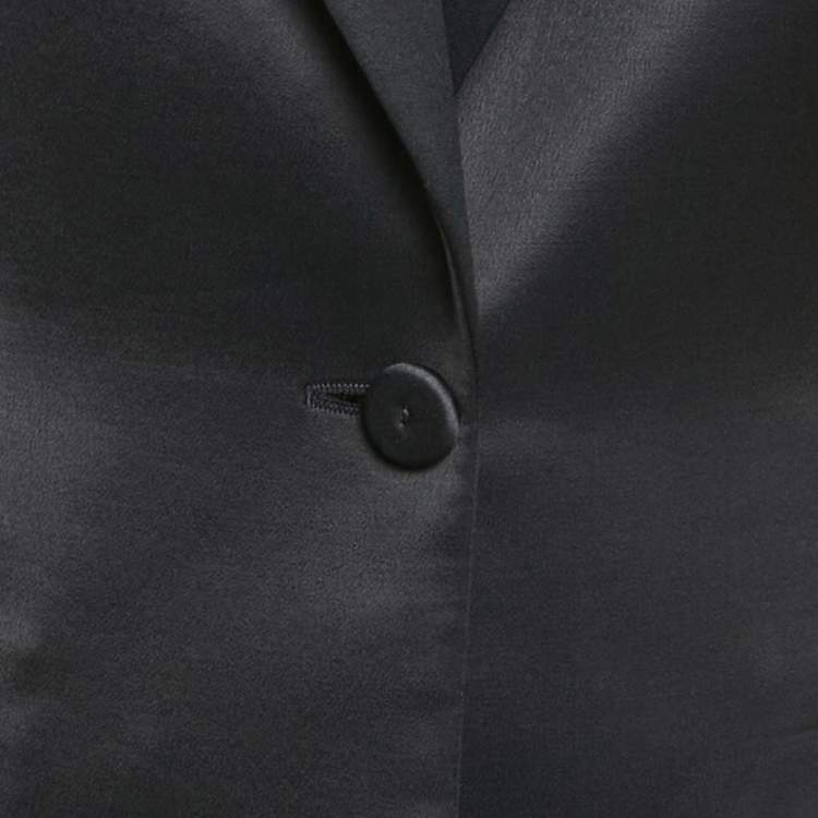 Pre Owned Moschino Couture Black Satin No Smoking Applique Detail Blazer M