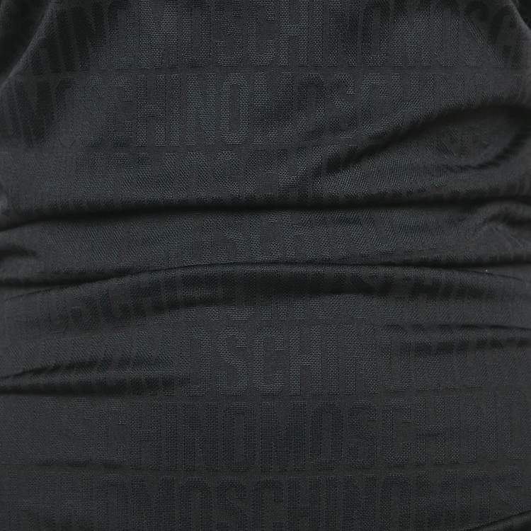Pre Owned Moschino Couture  Black Monogram Jersey Ruched Sleeveless Midi Dress S