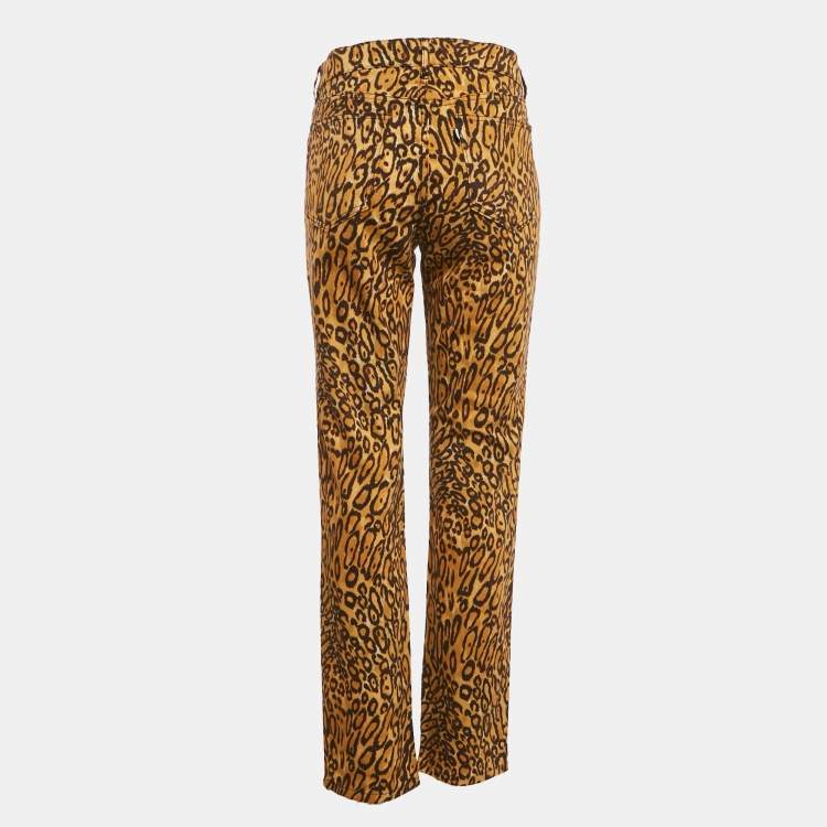 Pre Owned Moschino Couture Brown Leopard Print Cotton Pants L