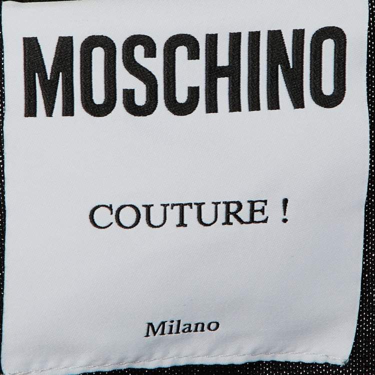 Pre Owned Moschino Couture Black Lurex Logo Detail Knit Dress & Cardigan Set M
