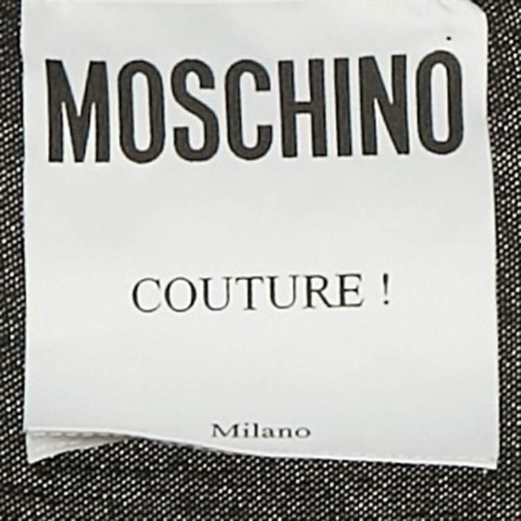 Pre Owned Moschino Couture Black Wool Knit Neck Embellished Mini Dress M