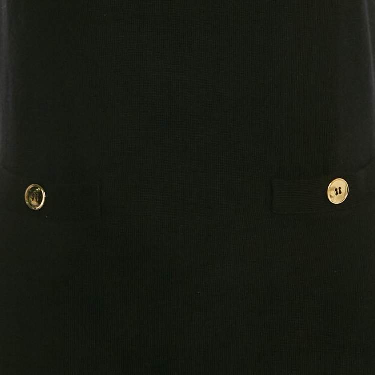 Pre Owned Moschino Couture Black Wool Knit Neck Embellished Mini Dress M