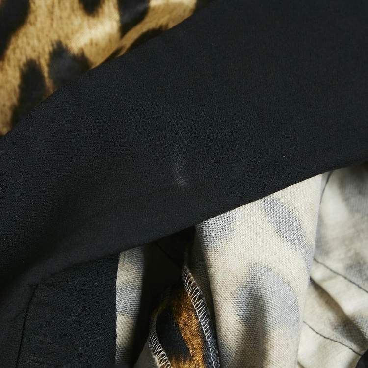 Pre Owned Moschino Couture Brown Leopard Print Cotton Blend Shirt Dress S