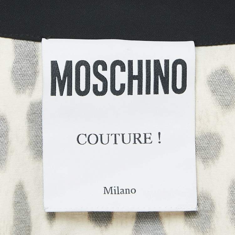 Pre Owned Moschino Couture Brown Leopard Print Cotton Blend Shirt Dress S