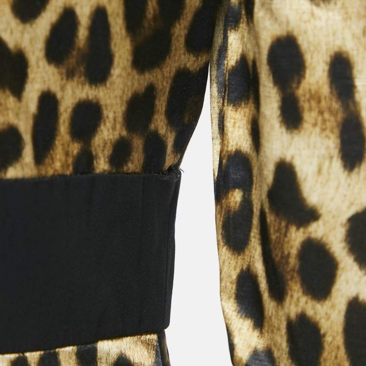 Pre Owned Moschino Couture Brown Leopard Print Cotton Blend Shirt Dress S