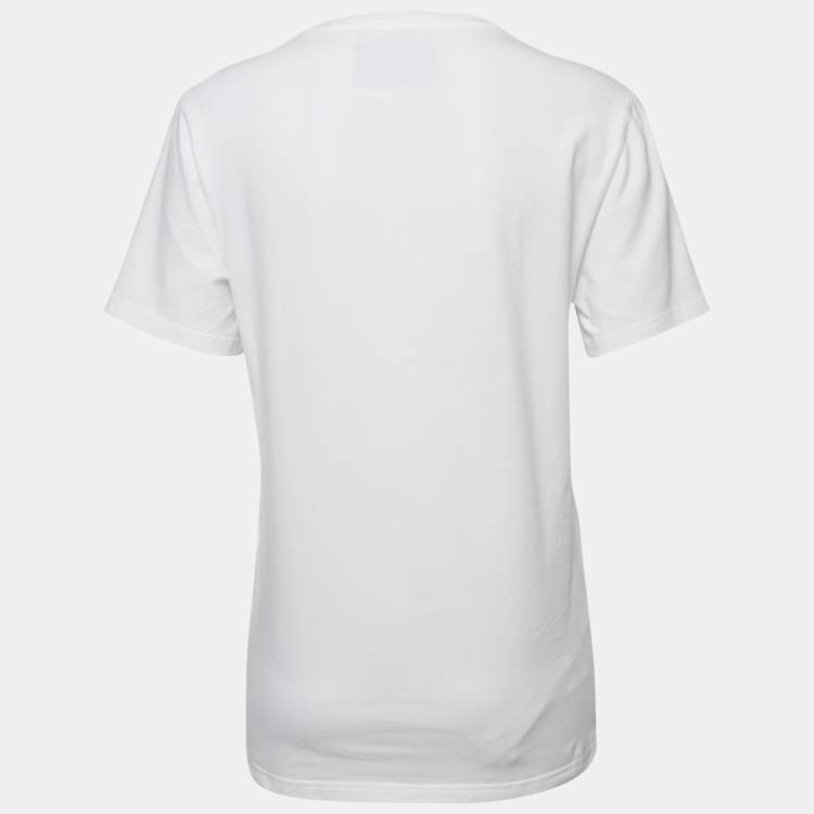 Pre Owned Moschino Couture White Logo Print Cotton Crew Neck T-Shirt L