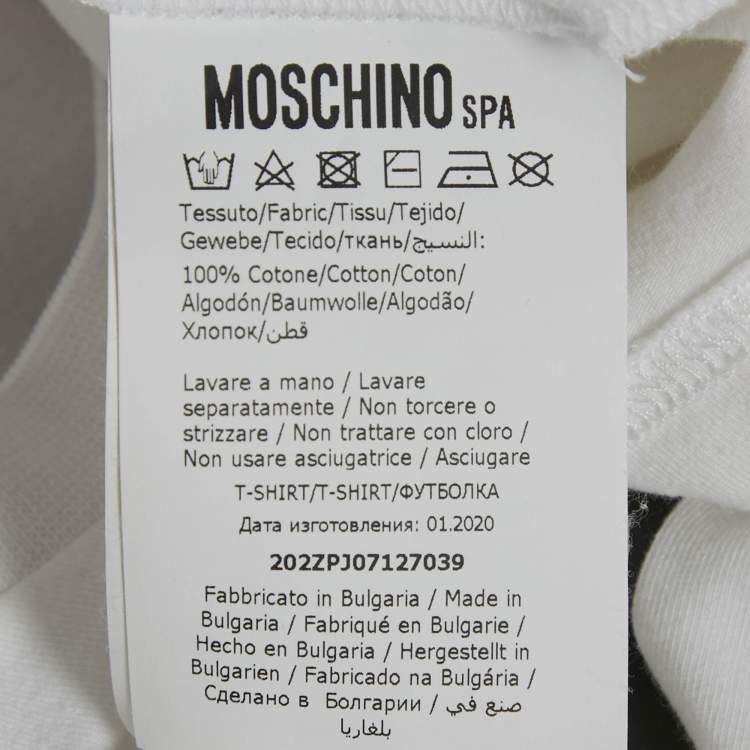 Pre Owned Moschino Couture White Logo Print Cotton Crew Neck T-Shirt L