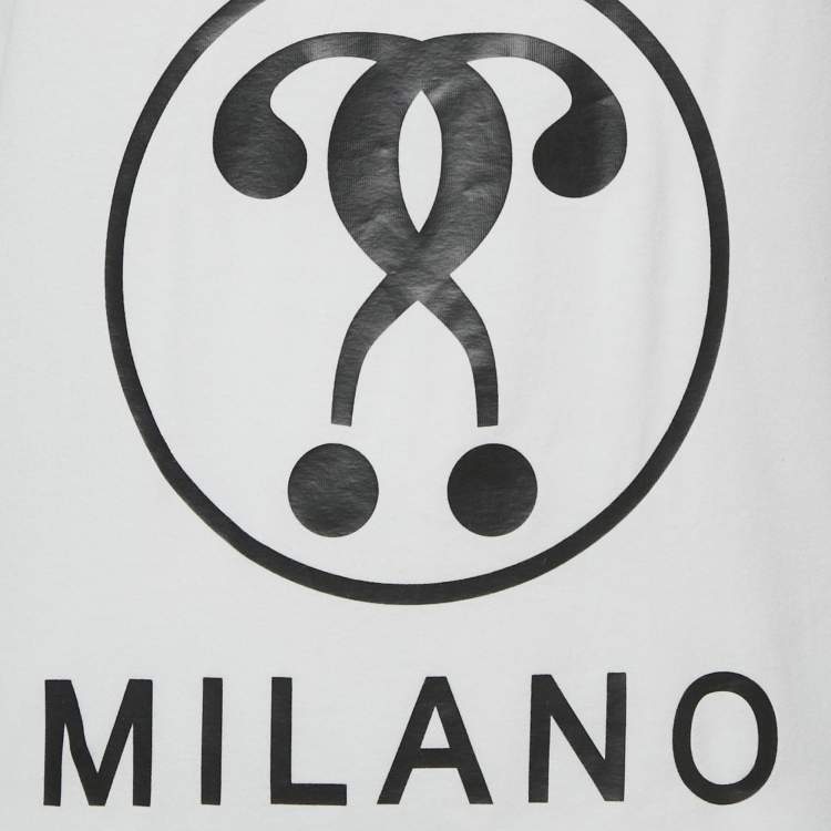 Pre Owned Moschino Couture White Logo Print Cotton Crew Neck T-Shirt L
