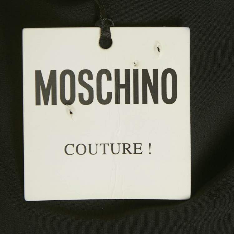 Pre Owned Moschino Couture Black Biker Bag Print Silk Wrap DressM