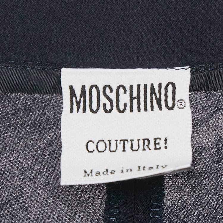 Pre Owned Moschino Couture Navy Blue Satin Flared Maxi Skirt M