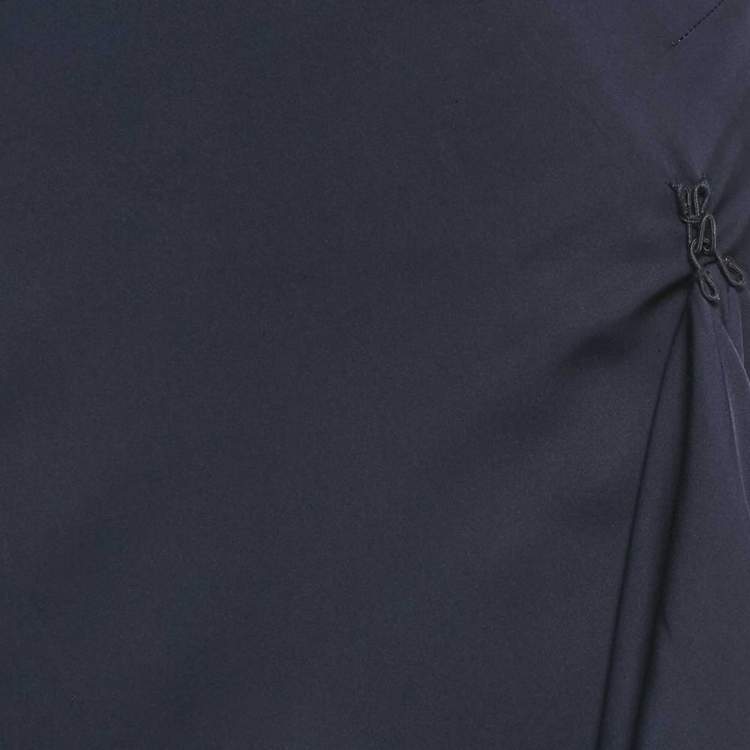 Pre Owned Moschino Couture Navy Blue Satin Flared Maxi Skirt M