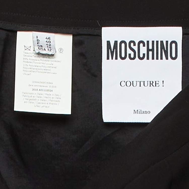 Pre Owned Moschino Couture Black Crepe Pencil Skirt L