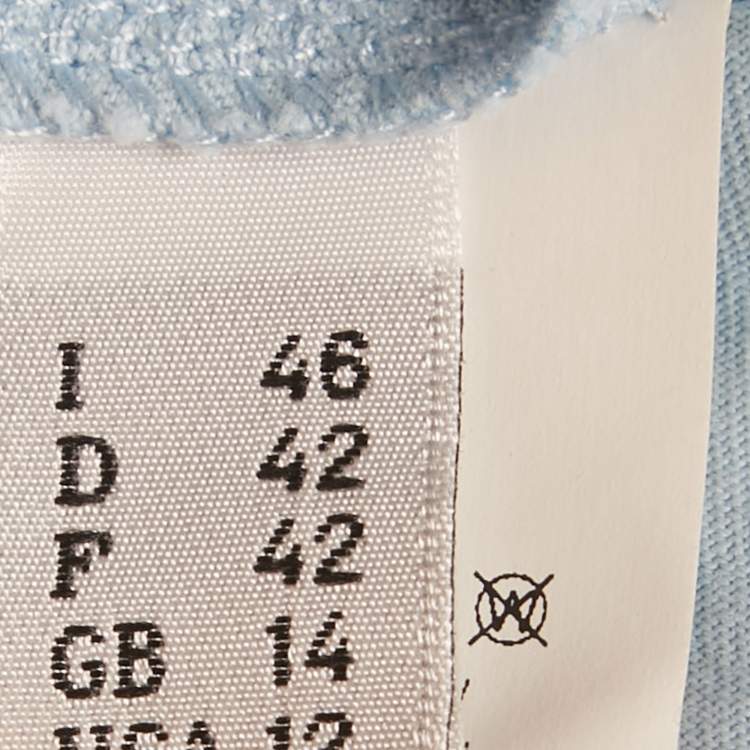 Pre Owned Moschino Couture Blue Pony Print Cotton Knit Lace-Up Detail Top L