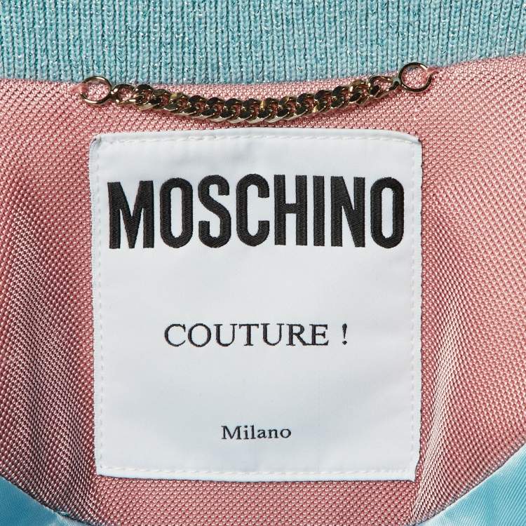 Pre Owned Moschino Couture Blue/Pink Metallic My Little Pony Bomber Jacket S