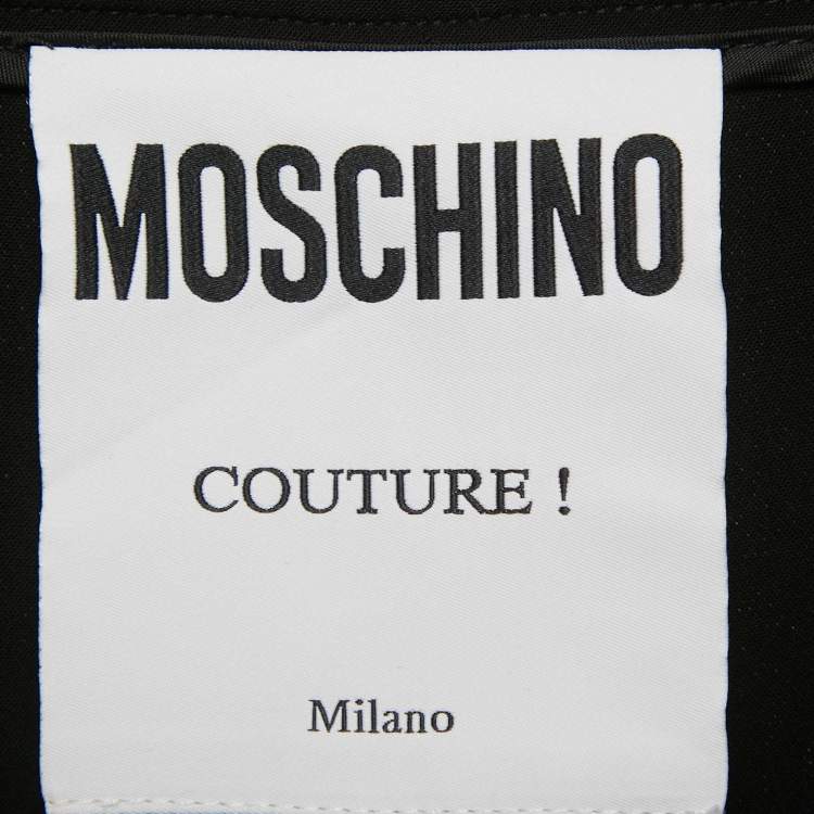 Pre Owned Moschino Couture Black Crepe Teddy Button Trousers S