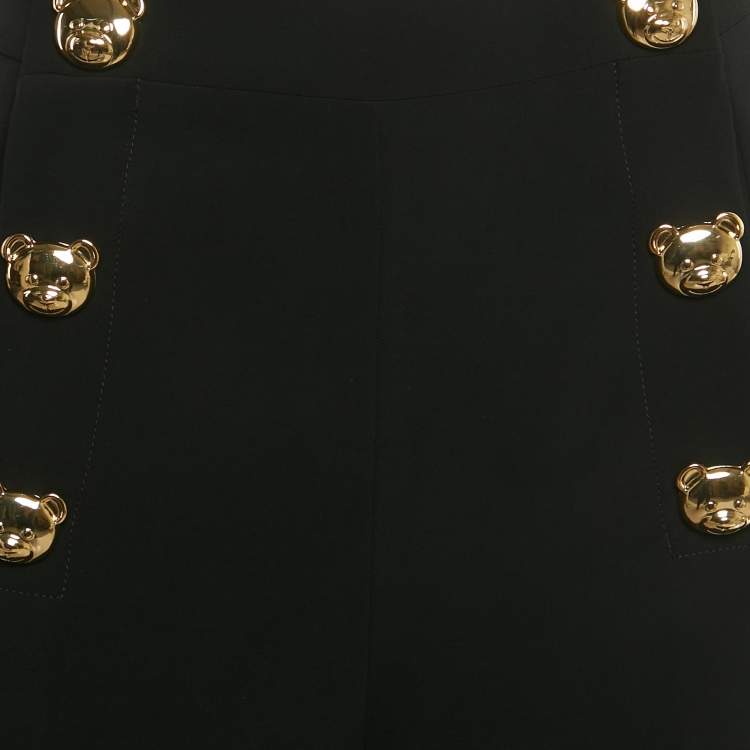 Pre Owned Moschino Couture Black Crepe Teddy Button Trousers S