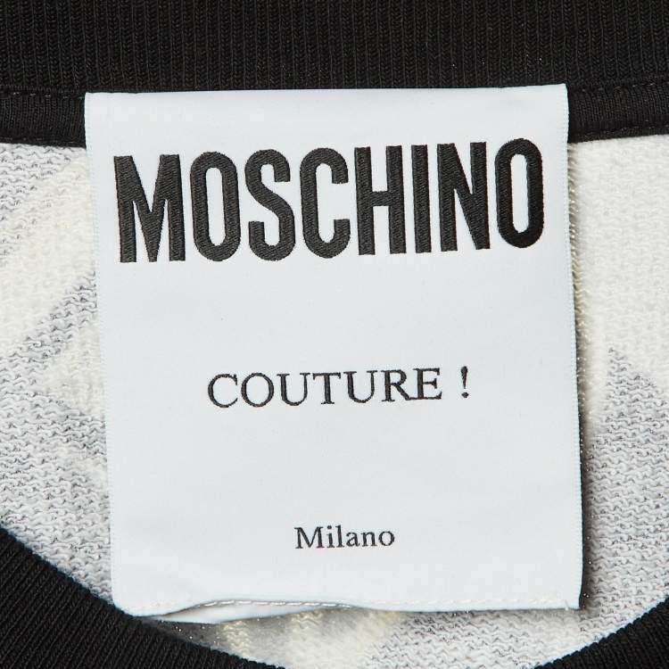 Pre Owned Moschino Couture Multicolor Printed Cotton Sweatshirt Mini Dress XS