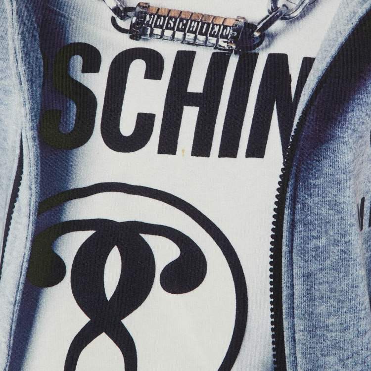 Pre Owned Moschino Couture Multicolor Printed Cotton Sweatshirt Mini Dress XS