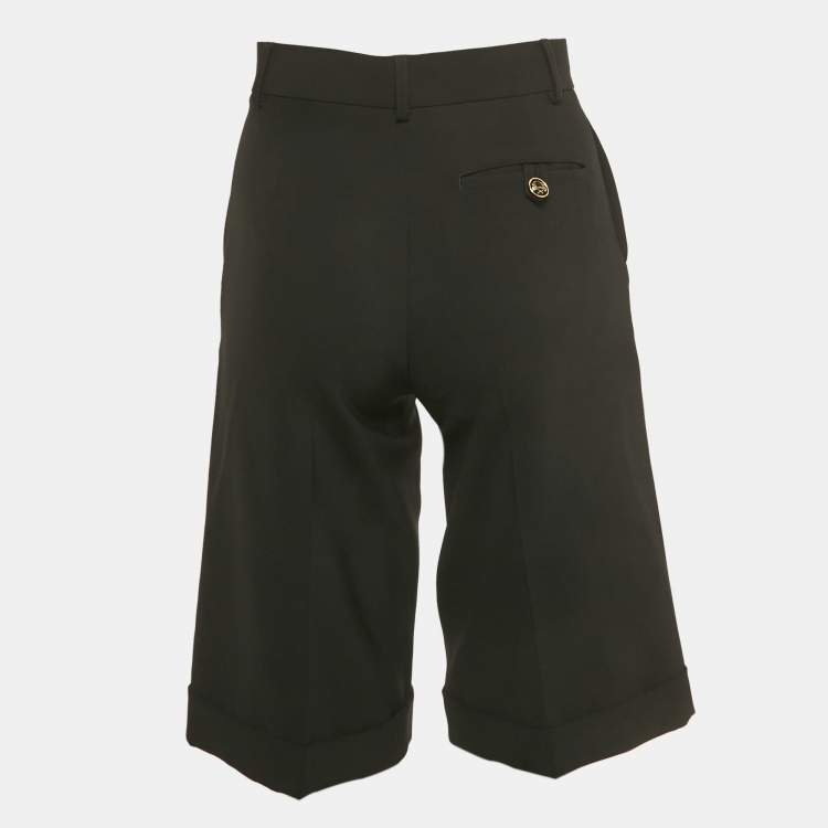 Pre Owned Moschino Couture Black Crepe Bermuda Shorts XS