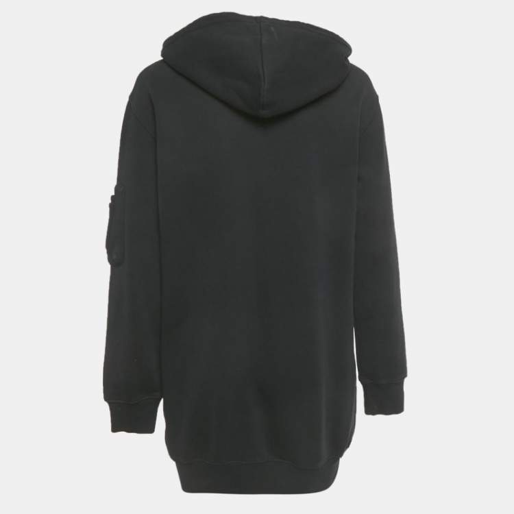 مملوكة مسبقًا هودي قطن واسع بطبعة شعار موسكينو كوتور أسود صغير