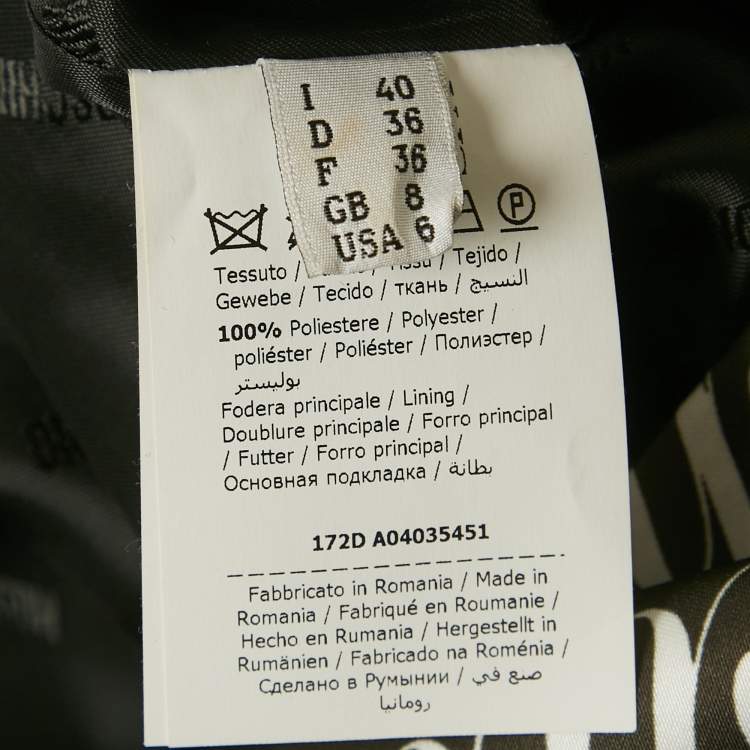 Pre Owned Moschino Couture Black Printed Satin Shift Dress S