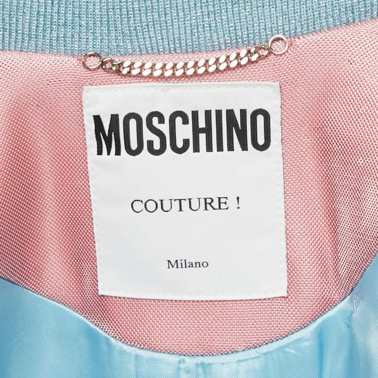 Pre Owned Moschino Couture Pink Lamé Unicorn Applique Set S