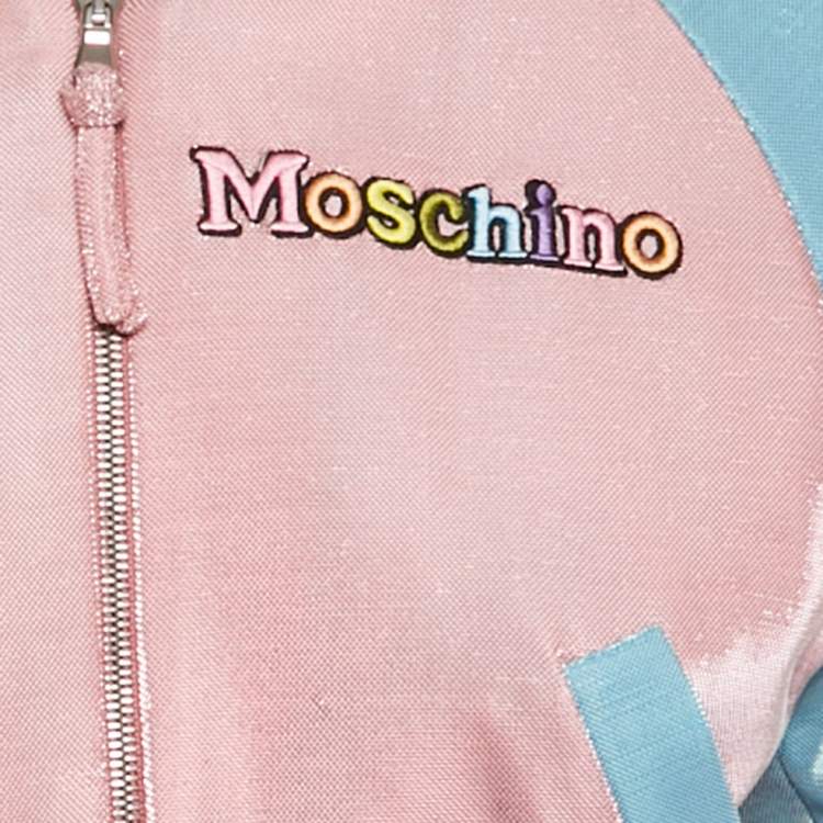 Pre Owned Moschino Couture Pink Lamé Unicorn Applique Set S