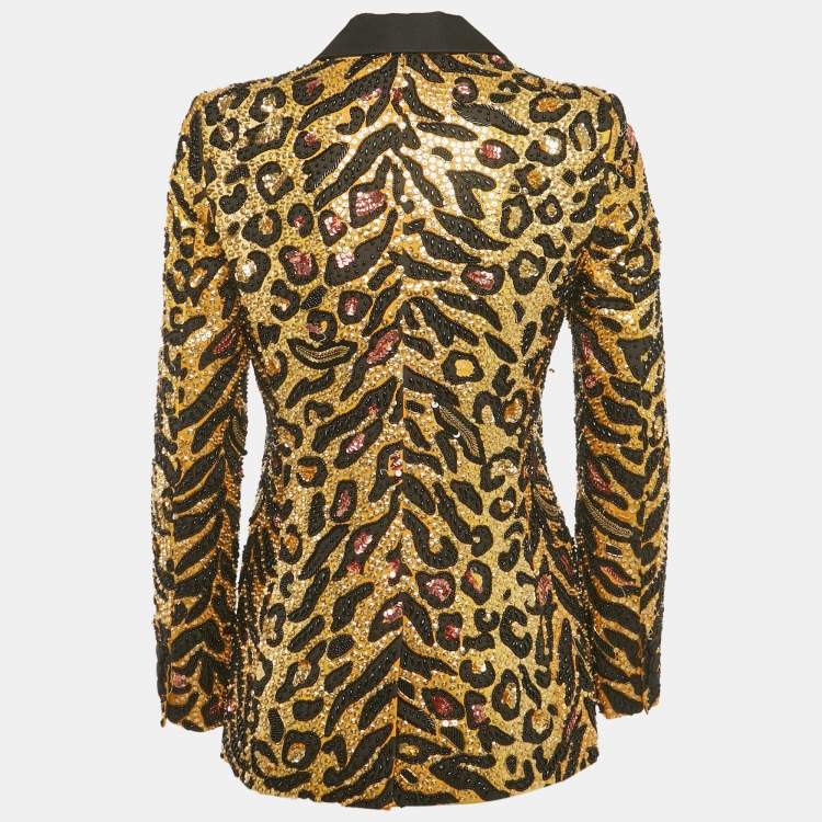 Pre Owned Moschino Couture Yellow/Black Embellished Jacket S