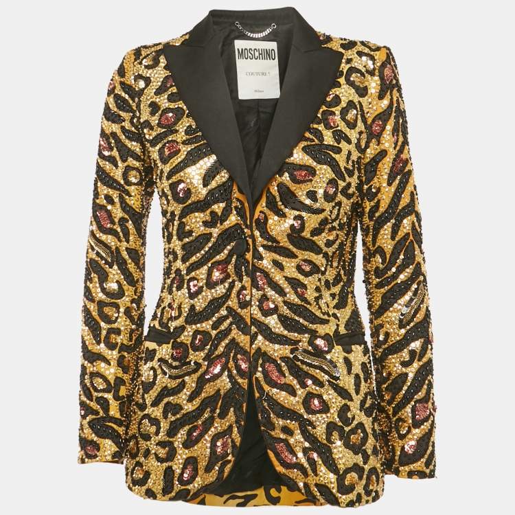 Pre Owned Moschino Couture Yellow/Black Embellished Jacket S
