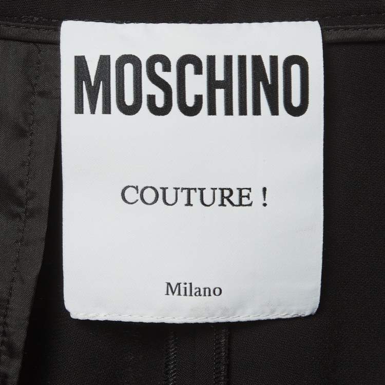 Pre Owned Moschino Couture Black Crepe Straight Leg Trousers M