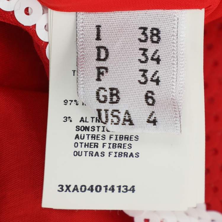 Pre Owned Moschino Couture Black/Red Satin and Sequin Bodycon Dress S