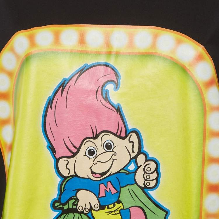 Pre Owned Moschino Couture Black Printed Jersey T-Shirt L