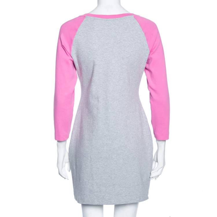 Pre Owned Moschino Couture Grey & Pink Cotton My Little Pony Printed Mini T-Shirt Dress L 