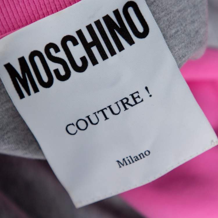Pre Owned Moschino Couture Grey & Pink Cotton My Little Pony Printed Mini T-Shirt Dress L 