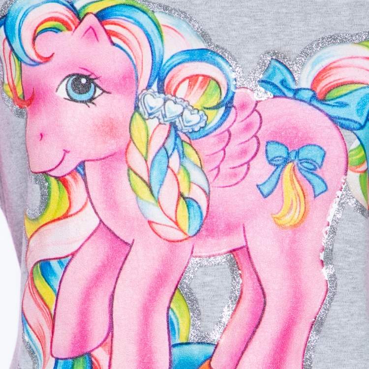 Pre Owned Moschino Couture Grey & Pink Cotton My Little Pony Printed Mini T-Shirt Dress L 