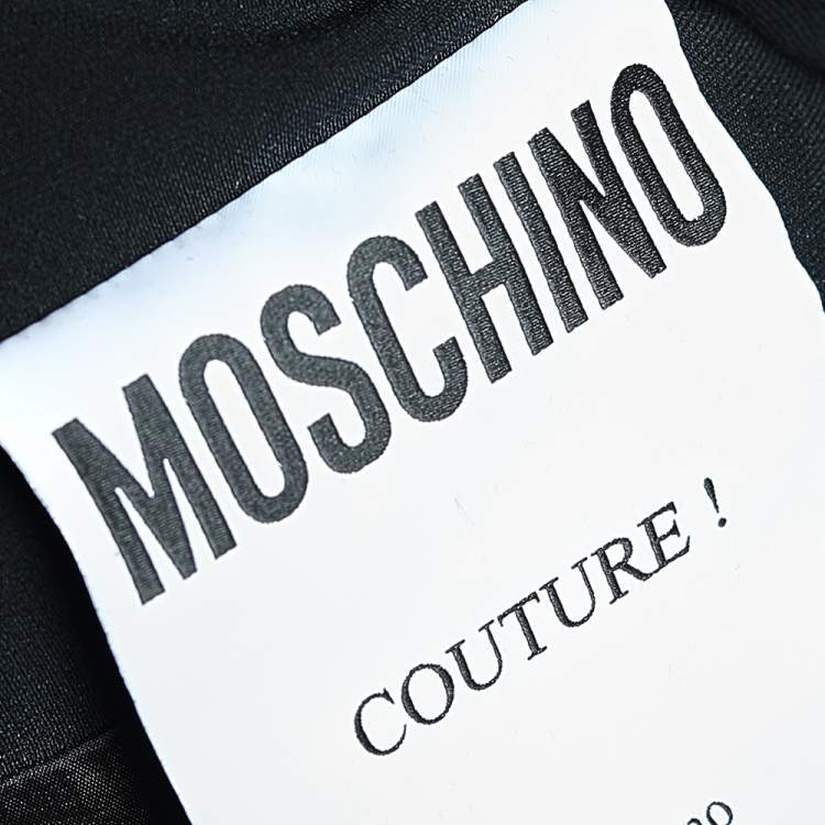 مملوكة مسبقًا Moschino Couture Black & Gold Logo Chain Detailed Crepe Short Skirt M