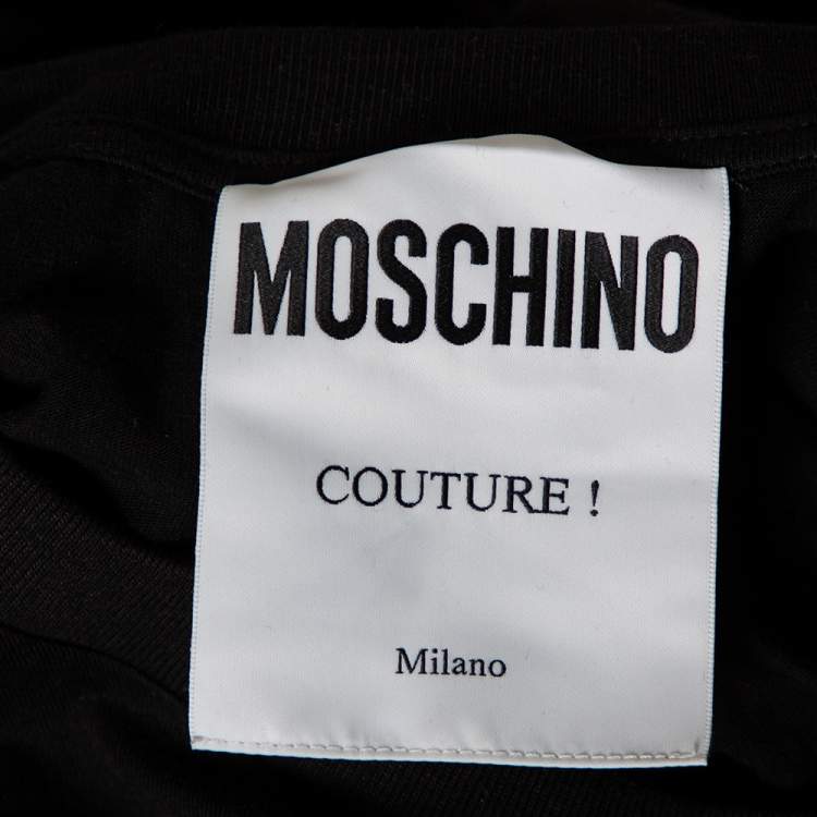 Pre Owned Moschino Couture Black Capsule Logo Printed Cotton T-Shirt S