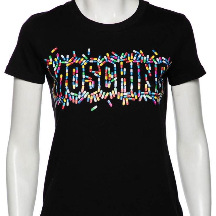 Pre Owned Moschino Couture Black Capsule Logo Printed Cotton T-Shirt S