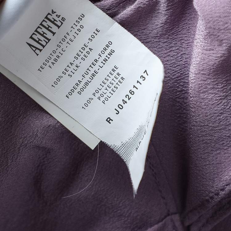 Pre Owned Moschino Cheap & Chic Lilac Silk Chiffon Rose Floral Draped Slit Detail Maxi Dress M
